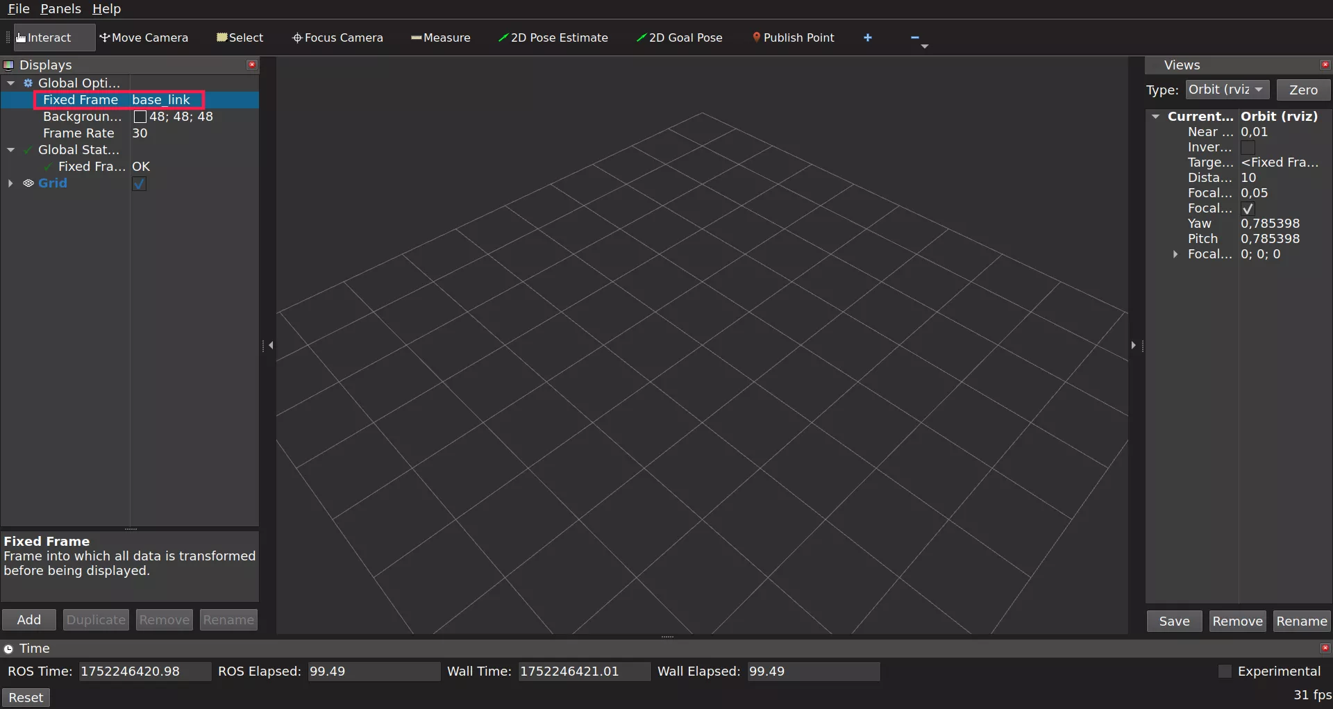 Setting base_link in RViz